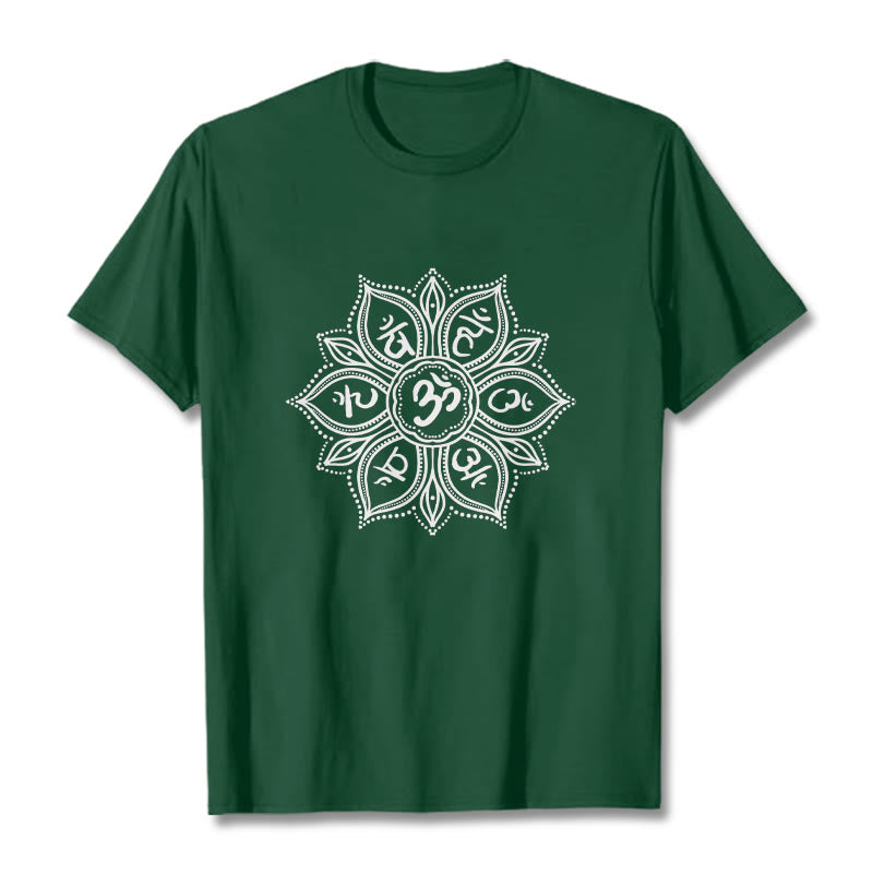 Soft Cotton Crew-Neck Mandala Mantra Meditation T-Shirt