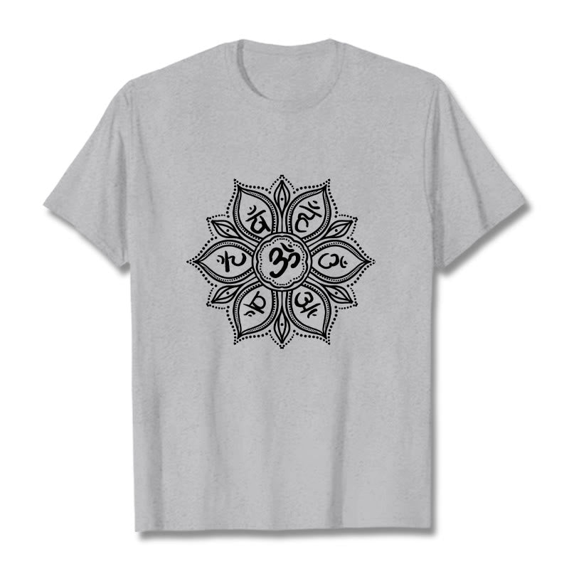 Soft Cotton Crew-Neck Mandala Mantra Meditation T-Shirt