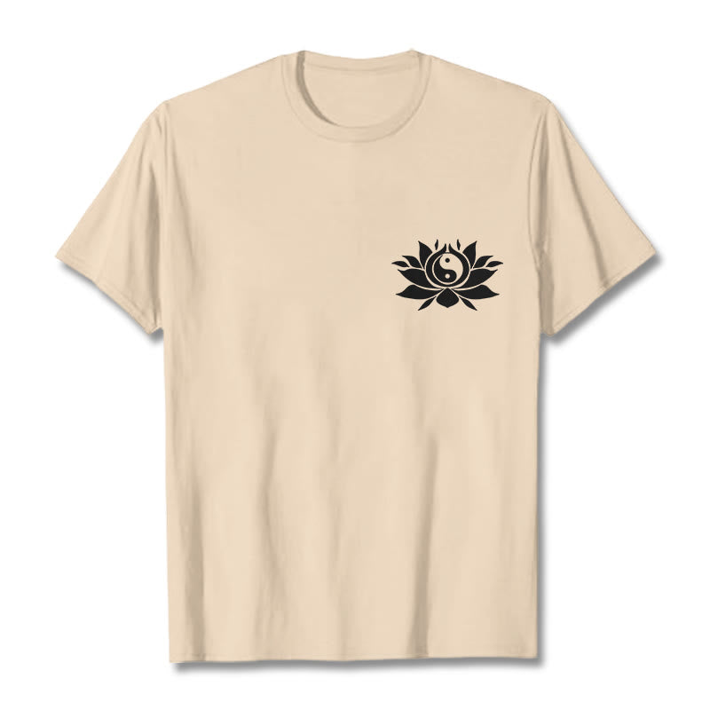 Breathable Cotton Yin Yang Lotus Balance Graphic Tee