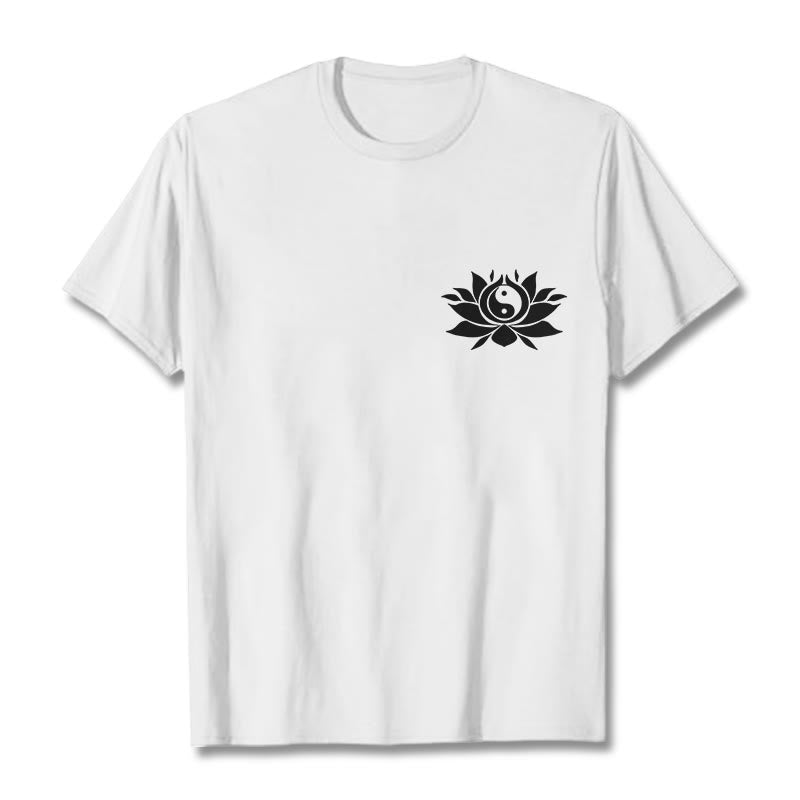Breathable Cotton Yin Yang Lotus Balance Graphic Tee