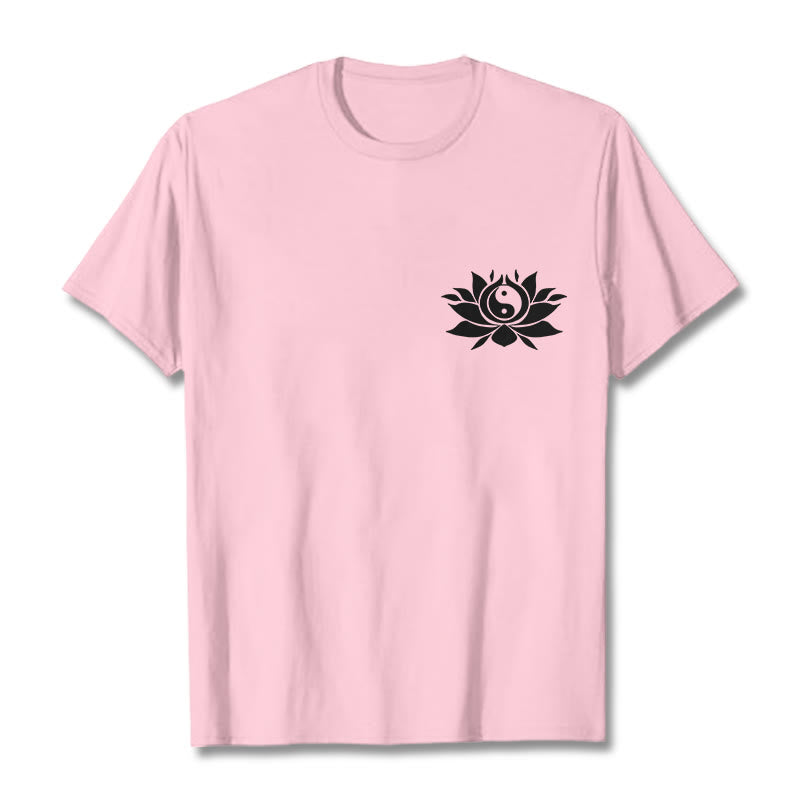 Breathable Cotton Yin Yang Lotus Balance Graphic Tee