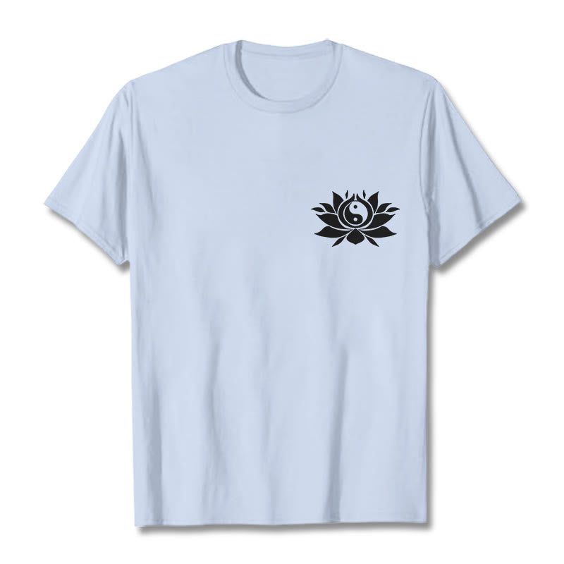 Breathable Cotton Yin Yang Lotus Balance Graphic Tee