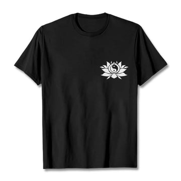 Breathable Cotton Yin Yang Lotus Balance Graphic Tee