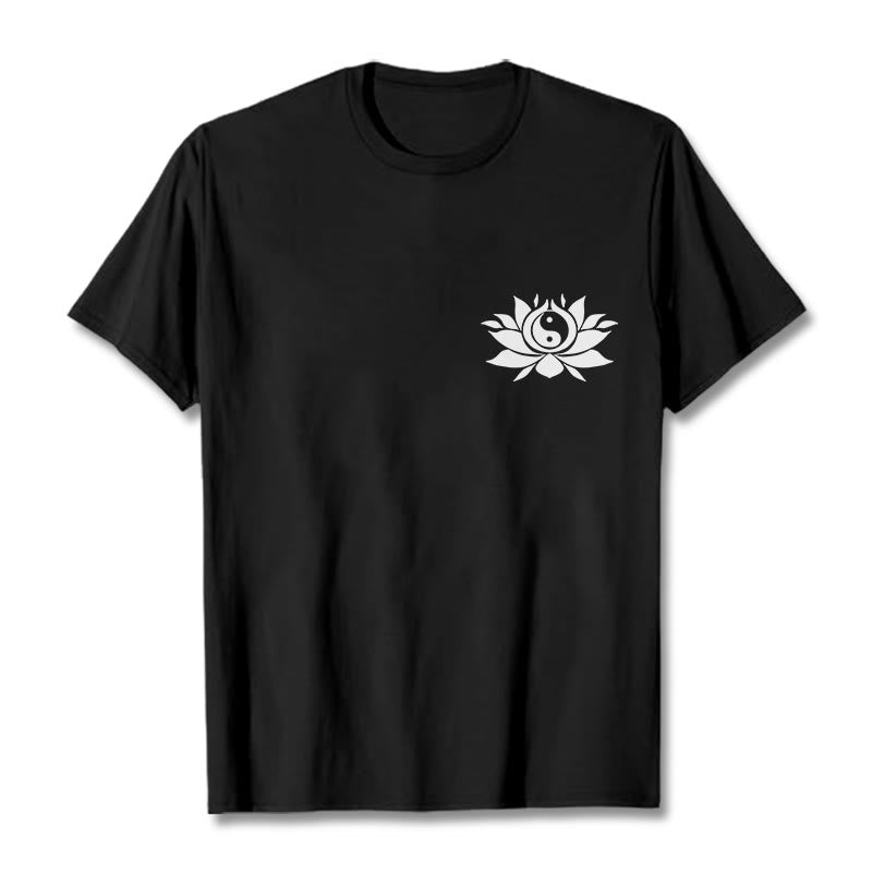 Breathable Cotton Yin Yang Lotus Balance Graphic Tee