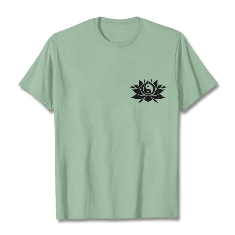 Breathable Cotton Yin Yang Lotus Balance Graphic Tee