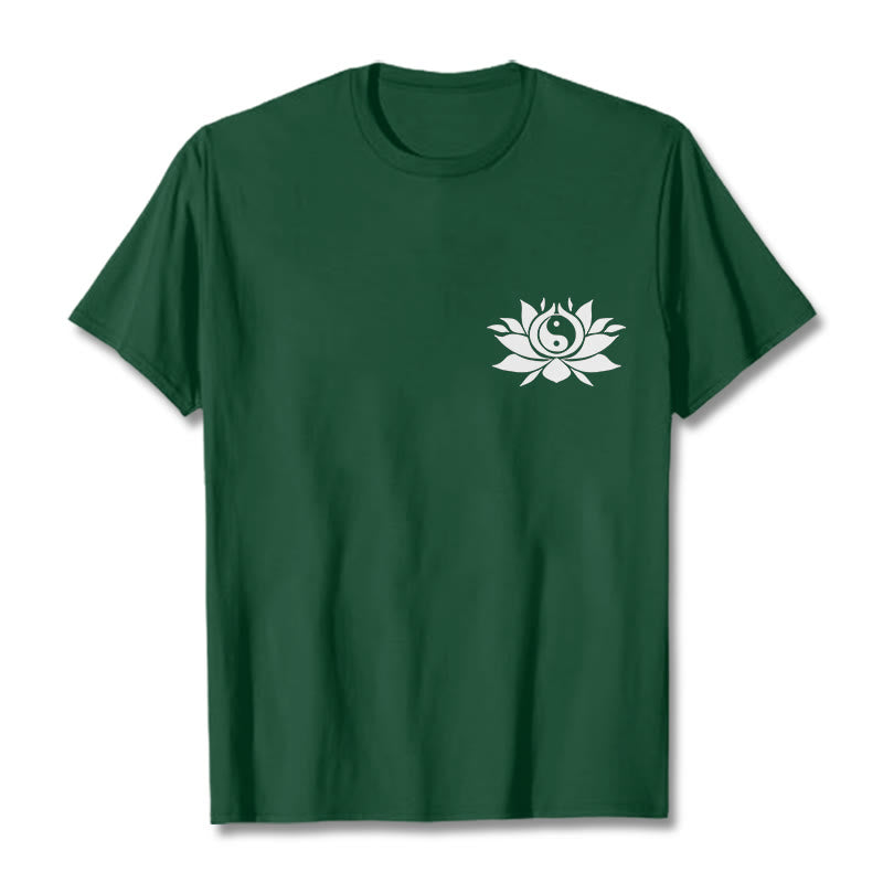 Breathable Cotton Yin Yang Lotus Balance Graphic Tee