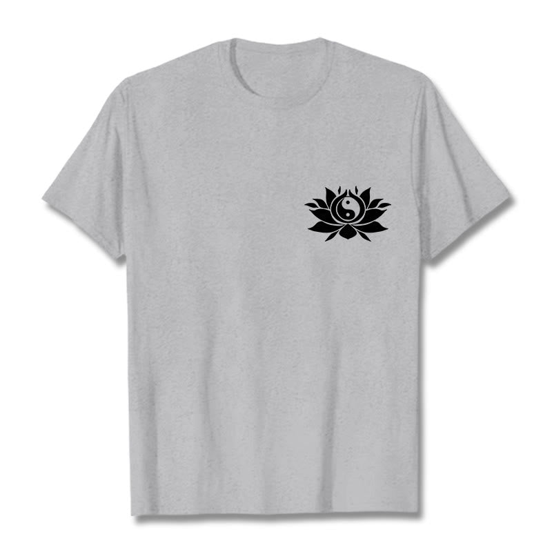 Breathable Cotton Yin Yang Lotus Balance Graphic Tee