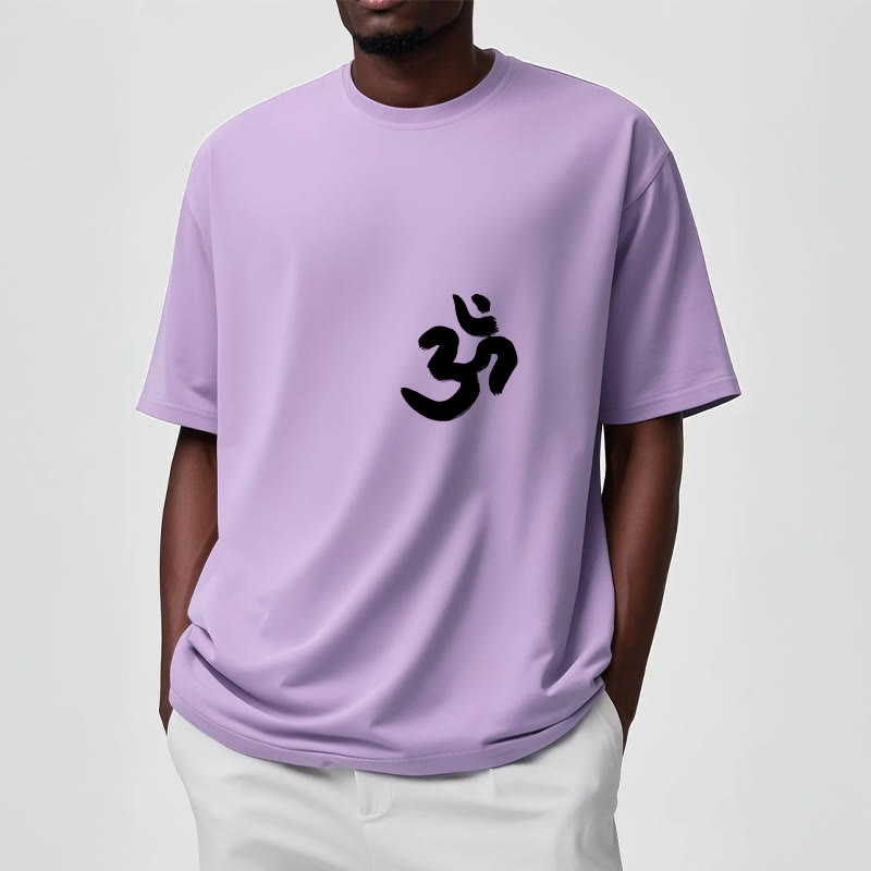 Tactile Cotton Sanskrit Om Symbol Mindful Meditation Tee