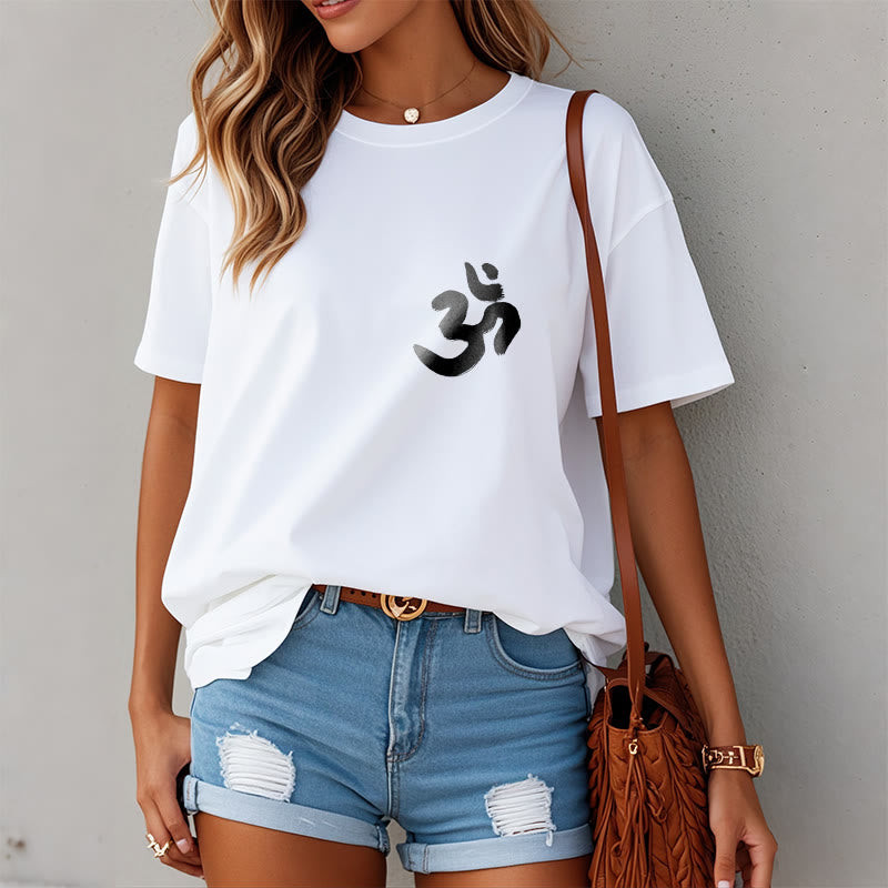 Tactile Cotton Sanskrit Om Symbol Mindful Meditation Tee
