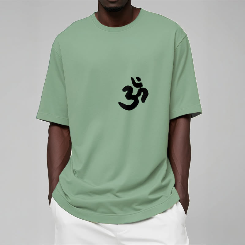 Tactile Cotton Sanskrit Om Symbol Mindful Meditation Tee