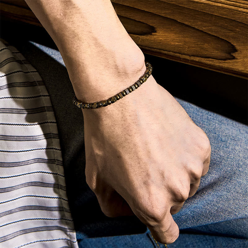 Retro Distressed Irregular Design Copper Brass Luck Bracelet
