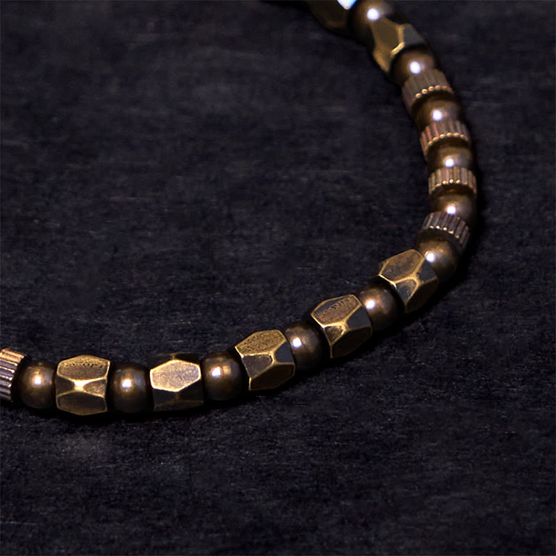 Retro Distressed Irregular Design Copper Brass Luck Bracelet