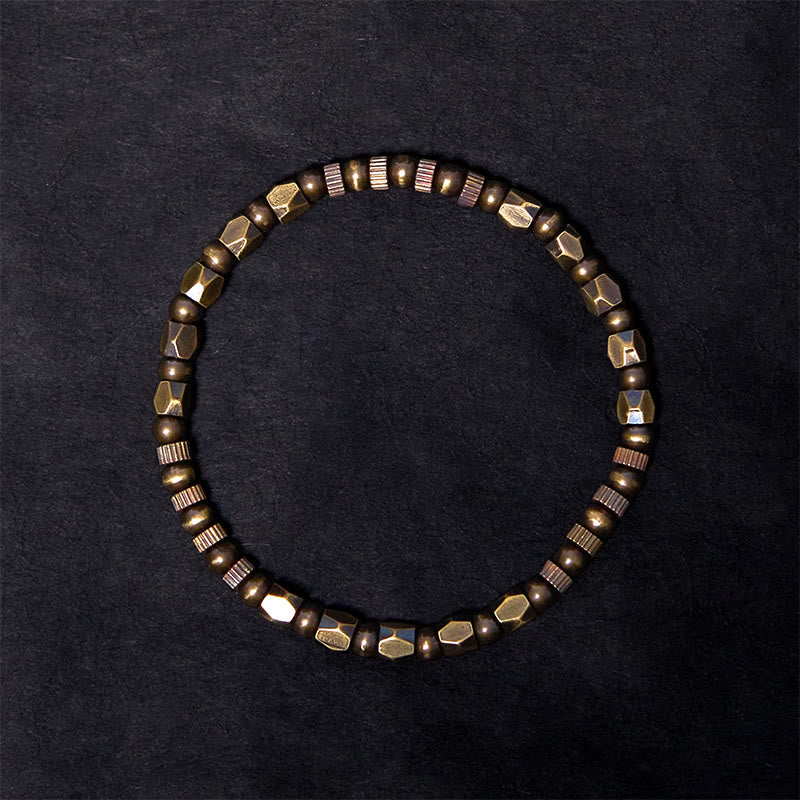 Retro Distressed Irregular Design Copper Brass Luck Bracelet