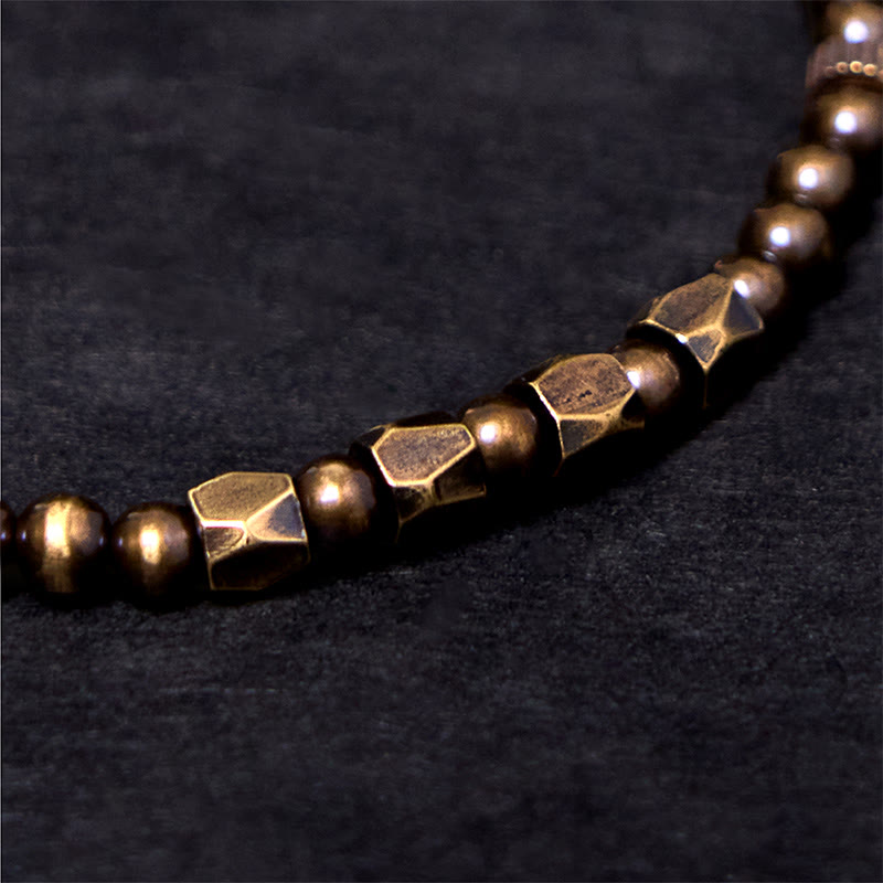 Vintage Distressed Simple Design Copper Brass Beads Wealth Bracelet