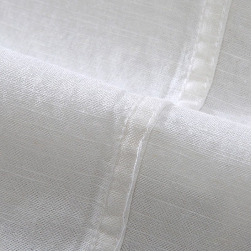 Linen Stand Collar Short Sleeve Meditation Shirt