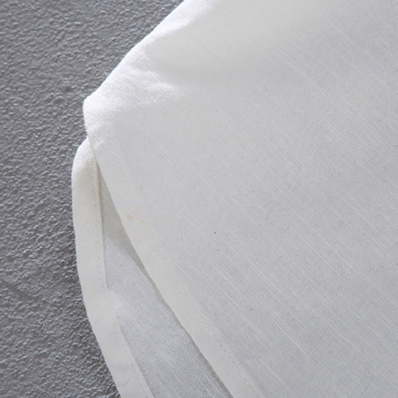 Linen Stand Collar Short Sleeve Meditation Shirt