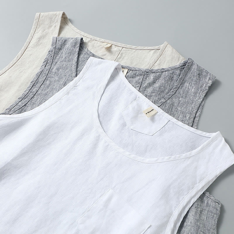 Linen Side-Slit Minimalist Meditation Vest