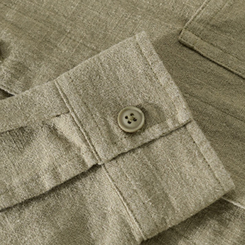 Cotton Linen Lightweight Relaxed Collar Men's Meditation Shirt