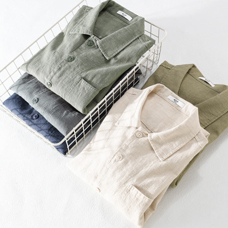 Cotton Linen Lightweight Relaxed Collar Men's Meditation Shirt