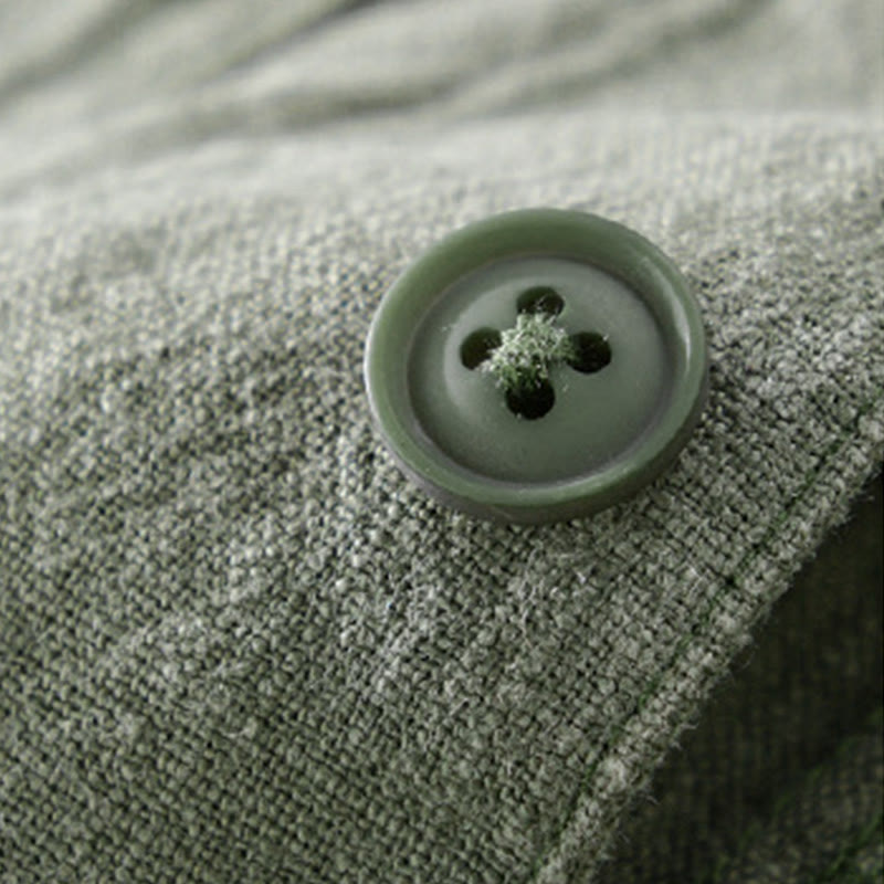 Cotton Linen Lightweight Relaxed Collar Men's Meditation Shirt