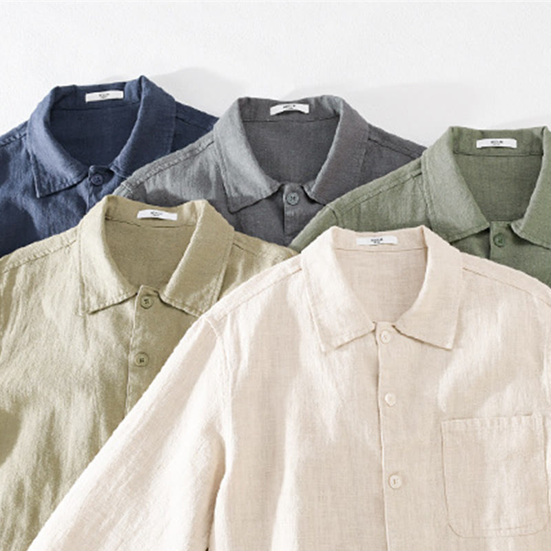 Cotton Linen Lightweight Relaxed Collar Men's Meditation Shirt