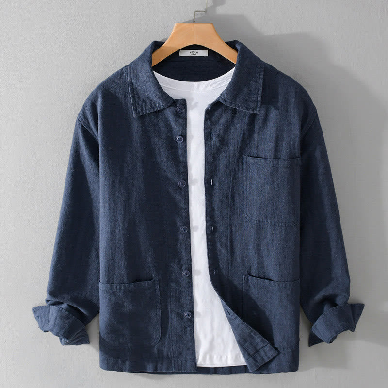 Cotton Linen Lightweight Relaxed Collar Men's Meditation Shirt