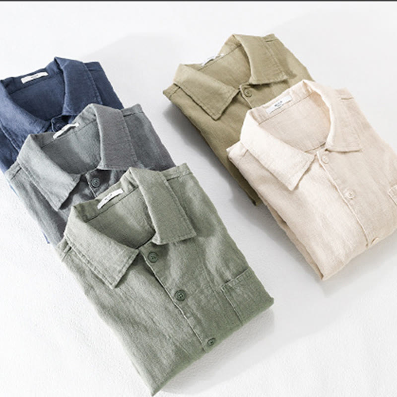 Cotton Linen Lightweight Relaxed Collar Men's Meditation Shirt