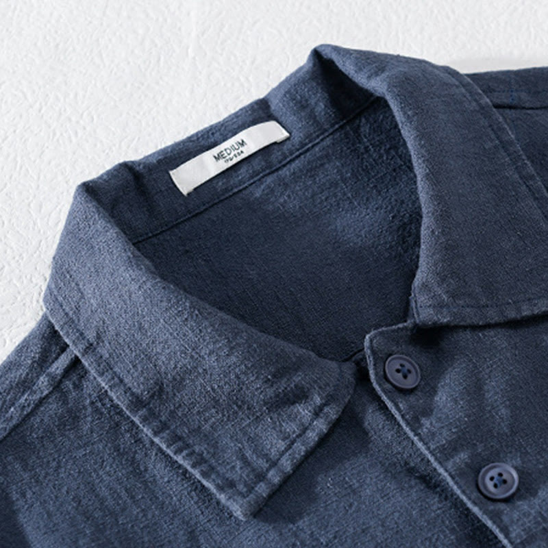 Cotton Linen Lightweight Relaxed Collar Men's Meditation Shirt