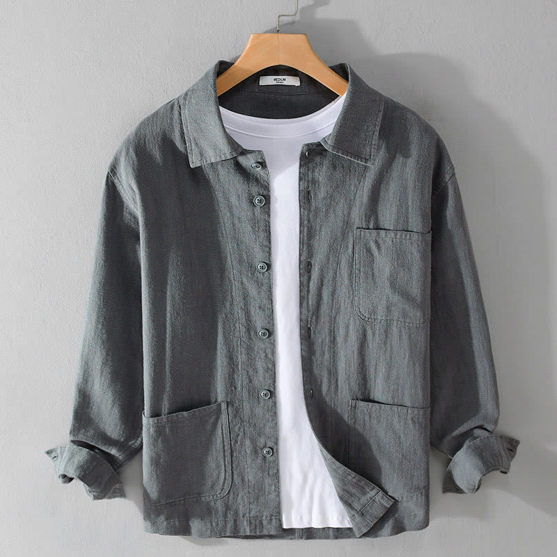 Cotton Linen Lightweight Relaxed Collar Men's Meditation Shirt