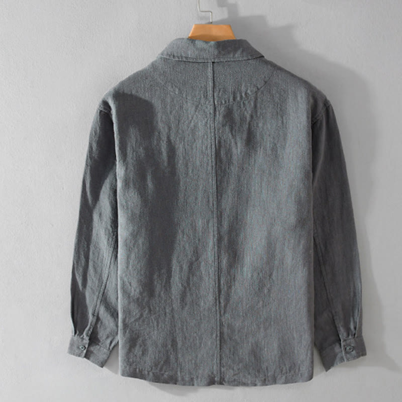 Cotton Linen Lightweight Relaxed Collar Men's Meditation Shirt