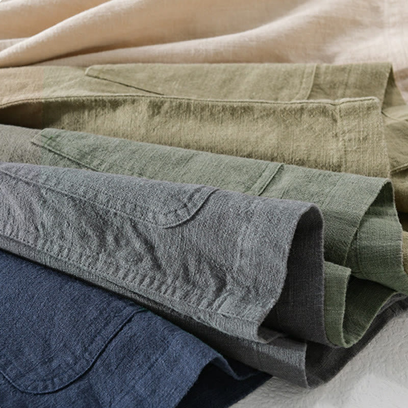 Cotton Linen Lightweight Relaxed Collar Men's Meditation Shirt