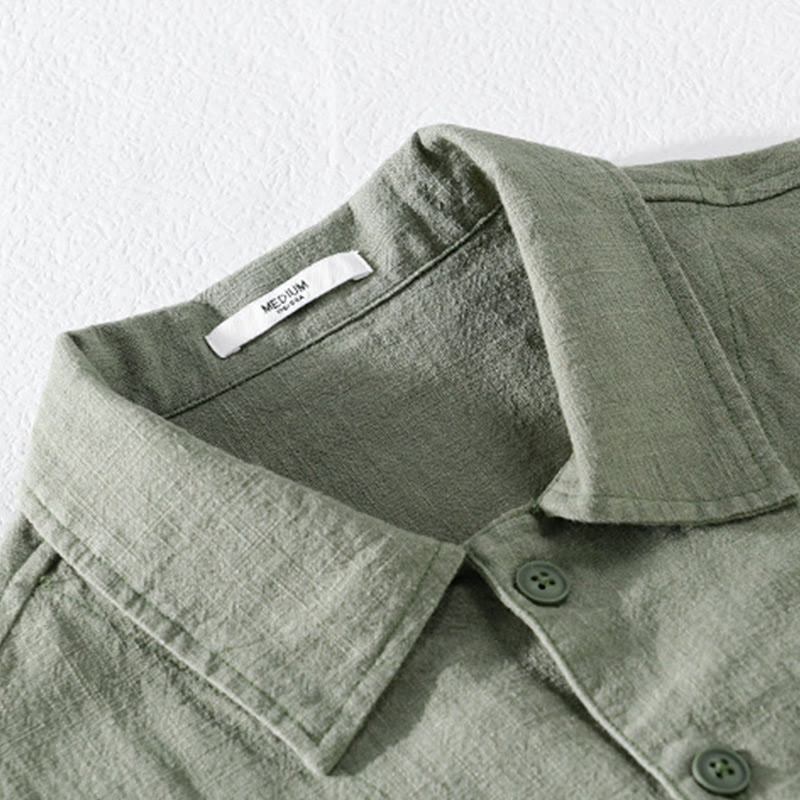 Cotton Linen Lightweight Relaxed Collar Men's Meditation Shirt