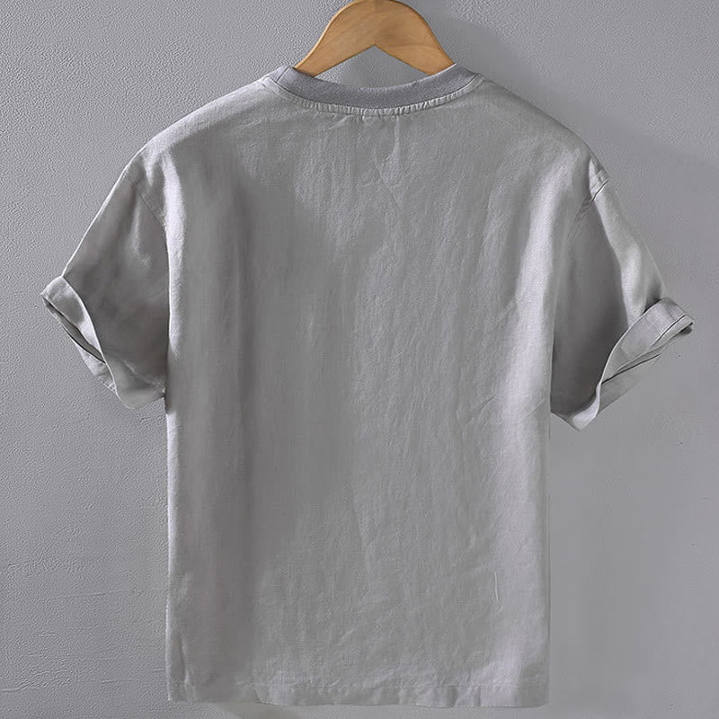 Linen Crew Neck Minimalist Grounding Men's Shirt