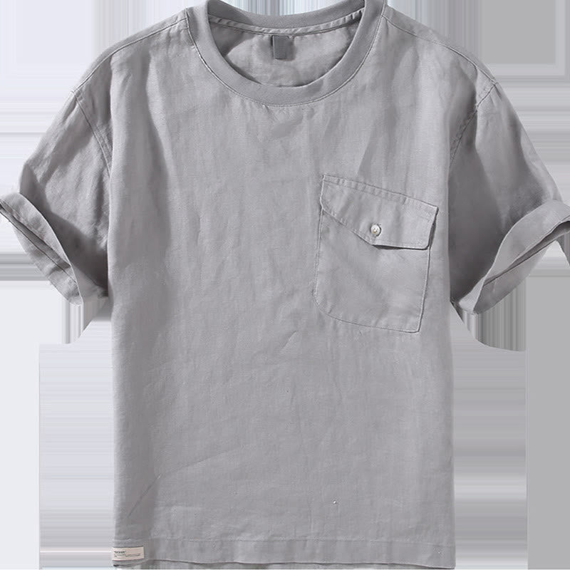 Linen Crew Neck Minimalist Grounding Men's Shirt