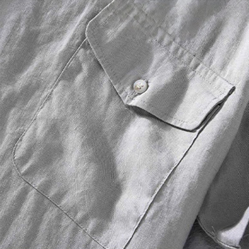 Linen Crew Neck Minimalist Grounding Men's Shirt