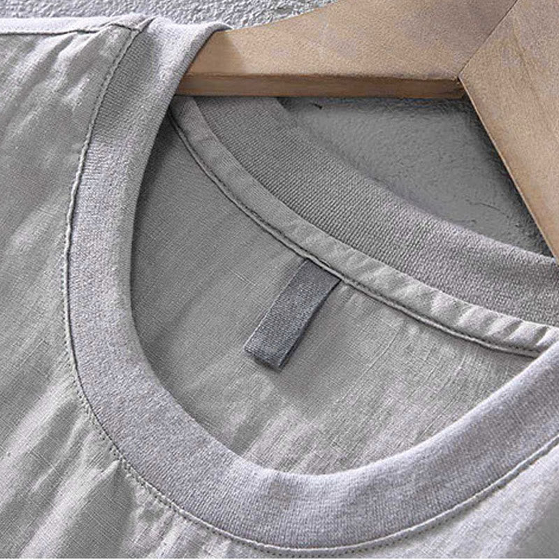 Linen Crew Neck Minimalist Grounding Men's Shirt