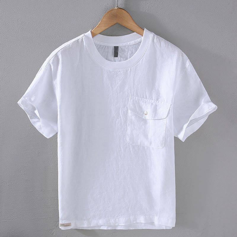 Linen Crew Neck Minimalist Grounding Men's Shirt