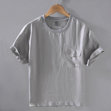 Linen Crew Neck Minimalist Grounding Men's Shirt