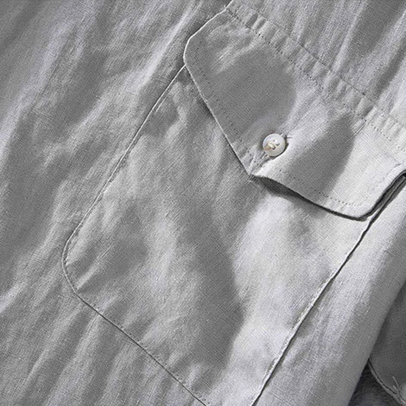 Linen Crew Neck Minimalist Grounding Men's Shirt