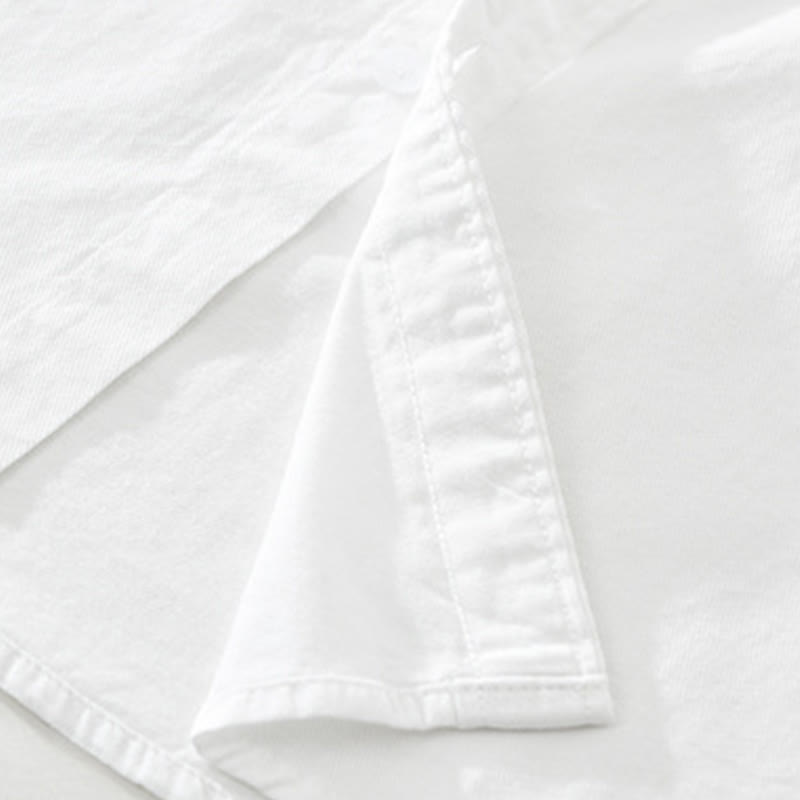 Tactile Cotton Bamboo Embroidered Short Sleeve Meditation Shirt