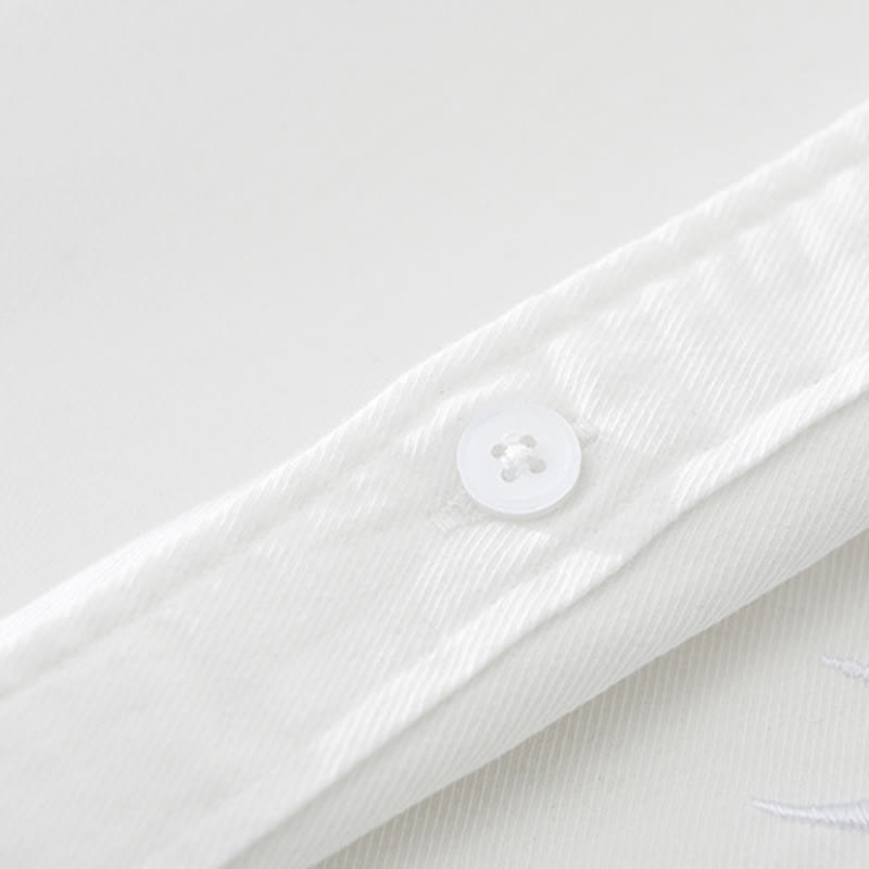 Tactile Cotton Bamboo Embroidered Short Sleeve Meditation Shirt
