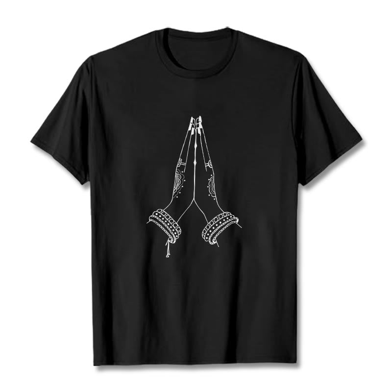 Soft Cotton Crewneck Gratitude Gesture Meditation Tee