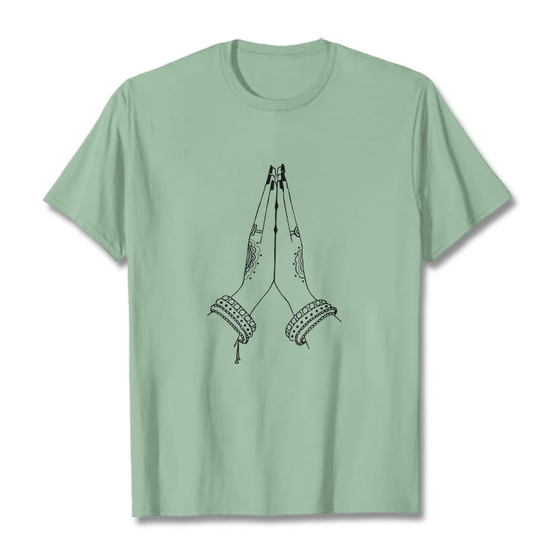 Soft Cotton Crewneck Gratitude Gesture Meditation Tee