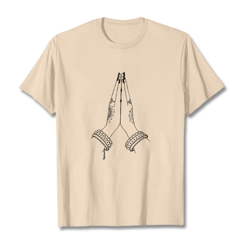 Soft Cotton Crewneck Gratitude Gesture Meditation Tee
