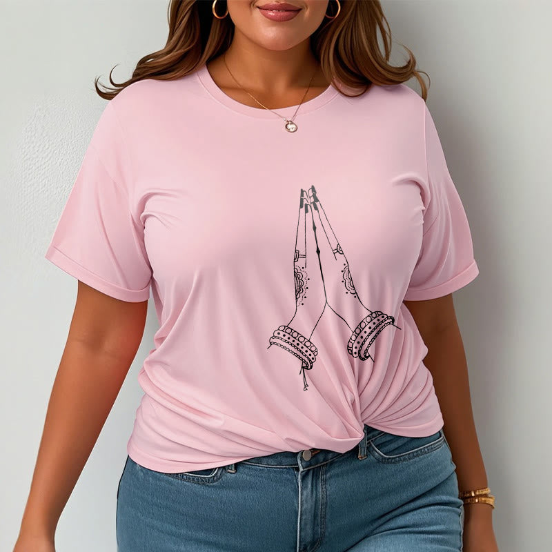 Soft Cotton Crewneck Gratitude Gesture Meditation Tee