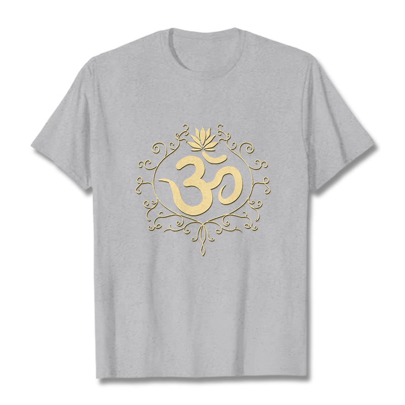 Om Symbol Vines Lotus Flower Tee T-shirt