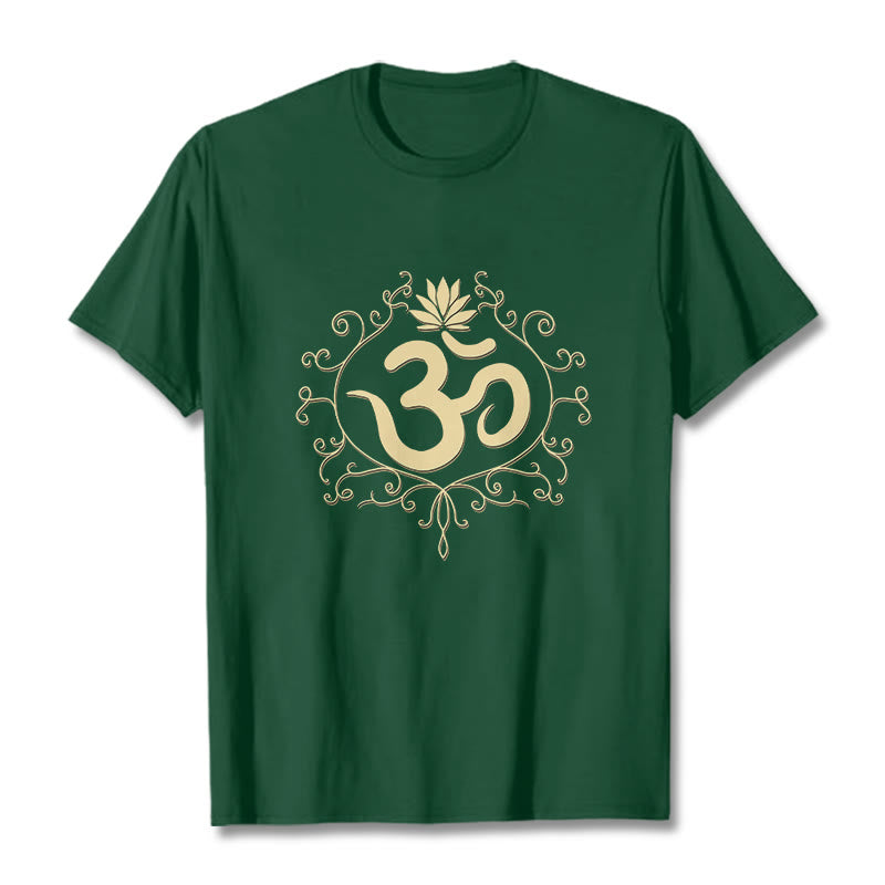 Om Symbol Vines Lotus Flower Tee T-shirt