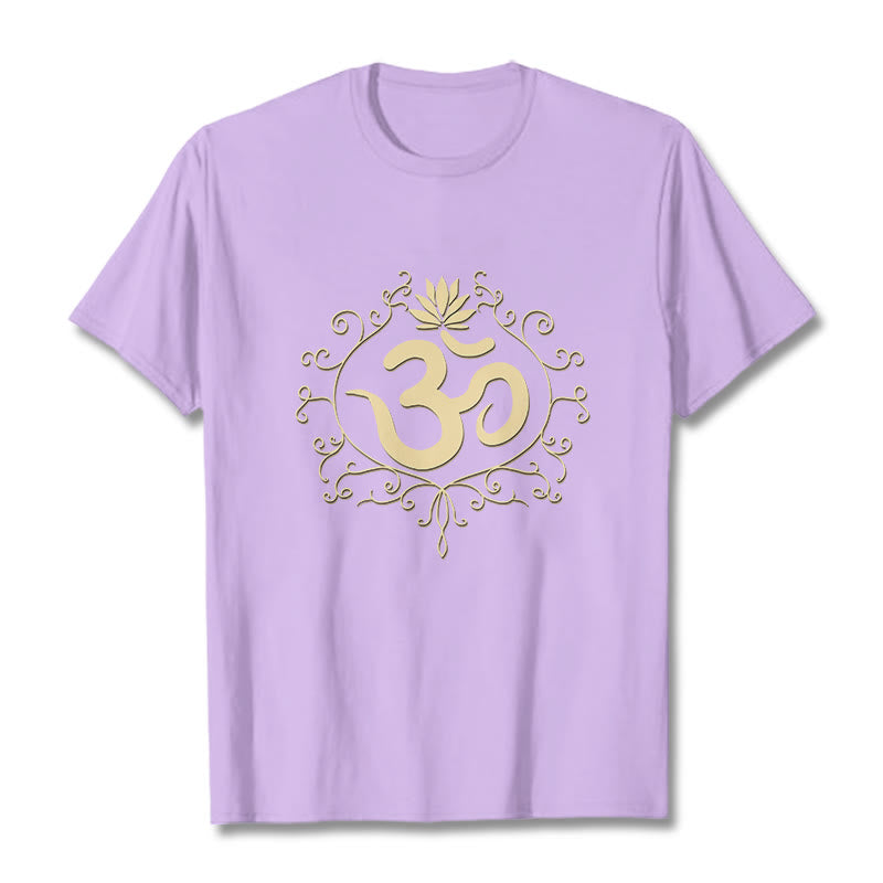 Om Symbol Vines Lotus Flower Tee T-shirt