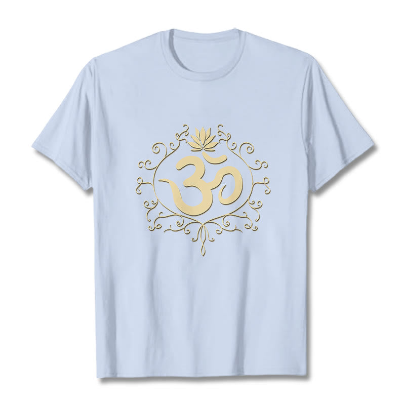 Om Symbol Vines Lotus Flower Tee T-shirt