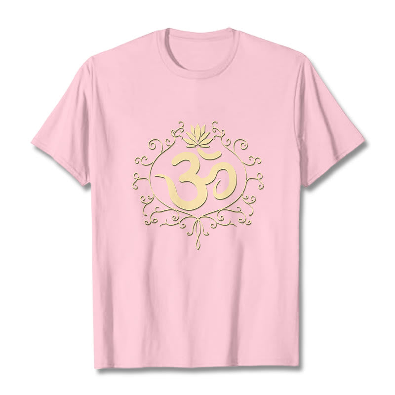 Om Symbol Vines Lotus Flower Tee T-shirt